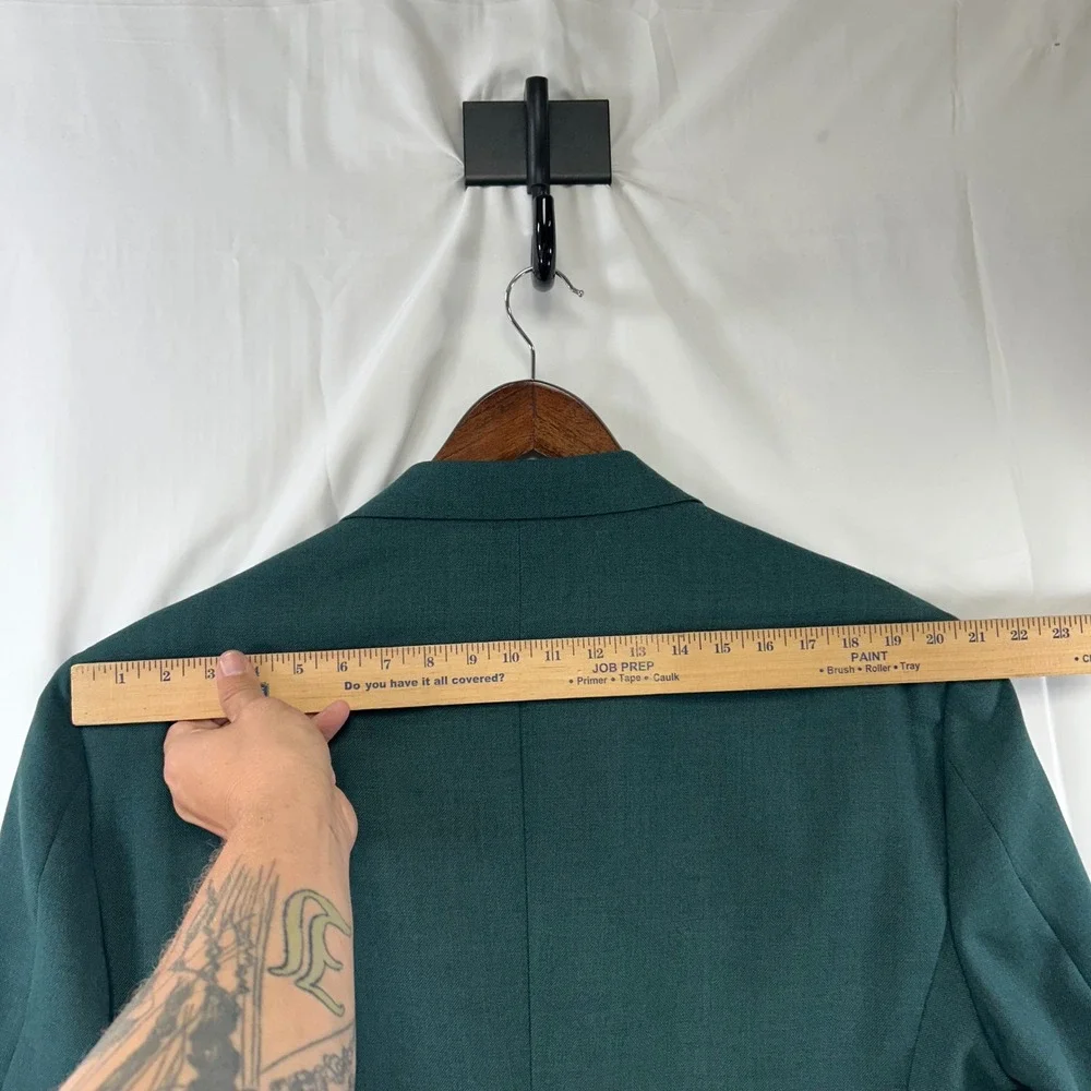 Stafford Blazer Mens 46R Green Two-Button Gold Crest Buttons USA Made